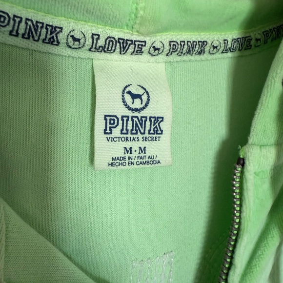 PINK Victoria's Secret Lime Green Sequin Hoodie MEDIUM - Picture 2 of 4